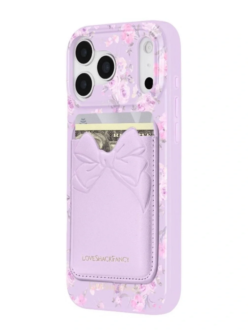 LoveShackFancy Lilac Bow Adhesive Phone Wallet Case